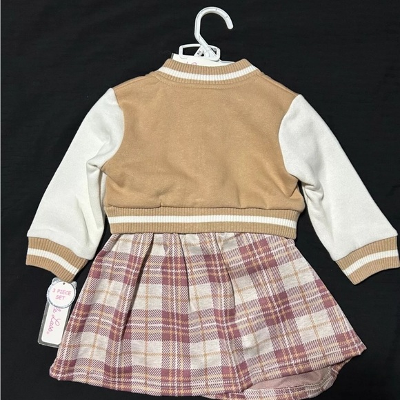Little Lass Infants Girls 3 Piece Heart Jacket Brown Outfit, Size 12 Months - Picture 2 of 3